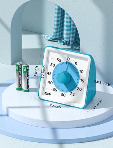 LIORQUE Visual Timer for Kids, 60 Minute Countdown Timer, Dark Blue | Non-Ticking, 3 Volume Levels, Timer for Classroom Kitchen Office ADHD, 2 AAA Batteries Included - color: Dark Blue