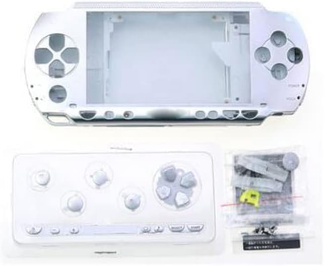 Full Housing Shell Case Cover with Button Set for PSP 1000 1001 Series Replacement (Silver) - color: Silver