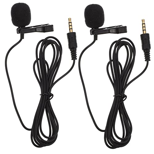 Kisangel 2pcs Professional Lapel Microphone USB Mic Holder for Laptop Interview Collar Amplifier