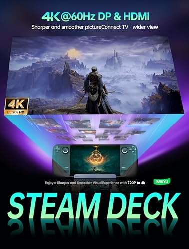 7-in-1 Steam Deck Dock with Dual 4K@60Hz HDMI DisplayPort – 100W USB C Docking Station for Steam Deck ROG Ally Legion Go – MacBook iPad Android Gaming Hub/Gigabit Ethernet 3xUSB 3.0 Ports
