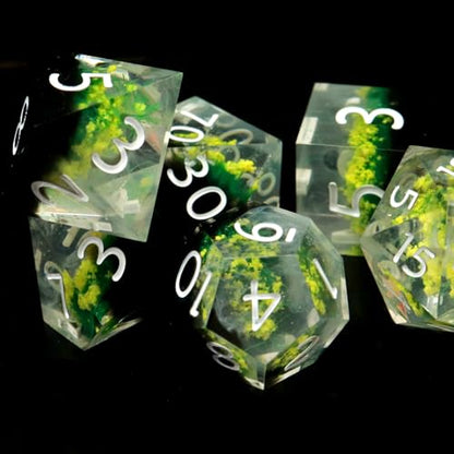 Haxtec DND Dice Set Sharp Edge Resin Dice Set with Dice Case, Flower D and D Dice, Polyhedral D&D Dice Set for Dungeons and Dragons TTRPGs DND Gift - color: Yellow