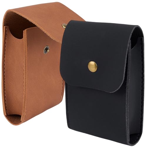 2 Colors Single Deck PU Leather Playing Card Holder Protector with Snap Button 2PCS Leather Playing Card Case Box Pouch Multipurpose Compatible Wallet for Bridge Board Games(Black;Brown) - color: Brown;black