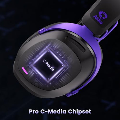Akko GH300 Wireless Gaming Headphone, Quad-Mode Connectivity Black Headset with 50mm Drivers, Virtual 7.1 Surround Sound, Noise Cancelling Mic, RGB Lights Compatible with Laptop, Desktops - color: Black