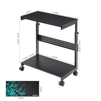 EUREKA ERGONOMIC PC Stand Computer Cart, Height Adjustable Tower Stand 2-Tier Suit for ATX Case Printer, Metal Rolling Cart on Wheels for Gaming Home Office, Carbon Fiber - color: Carbon Fiber