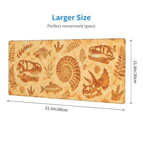 Retro Fossils Mouse Pad XL Large Mousepad Non Slip Rubber Base Desk Mat for Laptop Computer Gaming 31.5" X 12" - color: Retro Fossils