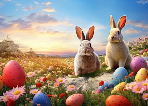 Puzzles for Adults 1000 Pieces, Rabbit Jigsaw with Poster Letter on Back, Unique Pieces Fit Well No Dust (27.5"x19.6") - color: Rabbit