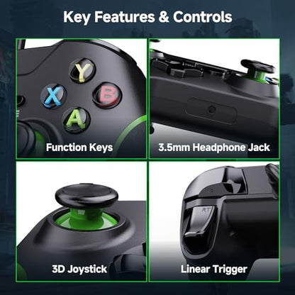 YAEYE Wired Controller for Xbox Series X|S, USB Gamepad with Dual Vibration, 3.5mm Audio Jack, Game Controller for Xbox One/One X|S Compatible with Windows 10/11 PC - Black