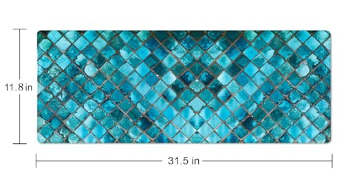 Desk Mat Large Mouse Pad, Turquoise Blue Aesthetic XL Mouse Pad Extended Full Desk Gaming Mousepad XL Long Keyboard Mouse Mat Desk Pad 31.5''X11.8'' Desk Accessories for Women Men - color: Turquoise Blue