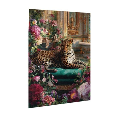 Vibrant Glamorous Leopard in Lush Floral Bath Space Wooden Jigsaw Puzzles for Adults 500 Pieces, Relaxing Escape from Daily Stress, Living Room Display Project, Party Game,Home Decor