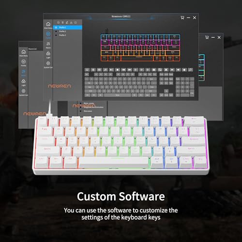 Newmen GM611 Mechanical Keyboard,LEDBacklit Wired Gaming Keyboard RedSwitch | Compact Portable,Mini 61 Keys,LED Backlit,60 Percent Mechanical Keyboard,White Keycaps,Windows Laptop PC,Linear Red Switches - color: white keycaps-red switch