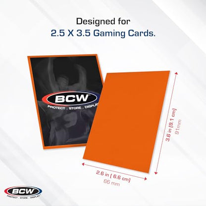 BCW Deck Guard - Double Matte Orange Card Sleeves | Acid-Free, Archival-Safe, No PVC | Anti-Glare Matte Finish | Fits Standard 2½" x 3½" Game Cards | Durable Deck Protector Sleeves | 300 Ct