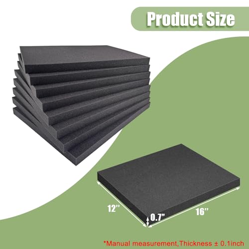 LAFENLIN Cuttable Foam 8-Pack for Gun Cases, 16x12x1" Cushion Sheet | High-density closed-cell polyethylene, pre-scored for easy customization.Protects firearms, electronics, tools & collectibles - size: 8 Pack One Size-16 Inch Length