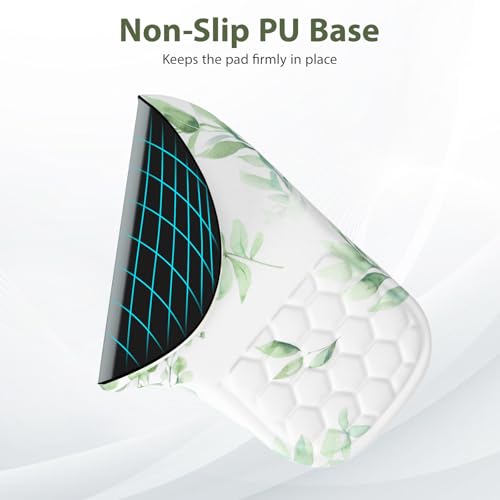 EYROZILL 3 in 1 Ergonomic Mouse Pad and Keyboard Wrist Rest, Cute Mouse Pad with Wrist Support Massage Design, Non-Slip Wrist Pad for Mouse, Desk Mouse Set (Green Plant) - color: Green Plant