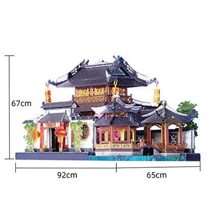 MU 3D Metal Puzzle for Adult Chinese Landscape Architecture Suzhou Style Gardens, DIY Miniature Model Kits for Beginner Building Birthday Gift, 110pcs - color: Suzhou Style