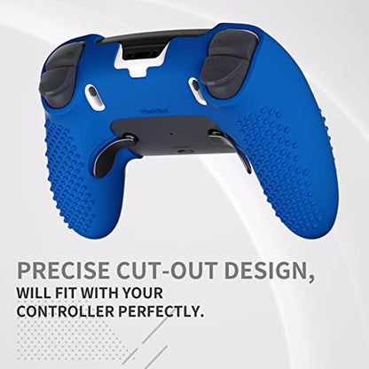 PlayVital 3D Studded Edition Anti-Slip Silicone Cover Case for ps5 Edge Controller, Soft Rubber Protector Skin for ps5 Edge Wireless Controller with 6 Thumb Grip Caps - Blue - color: Blue