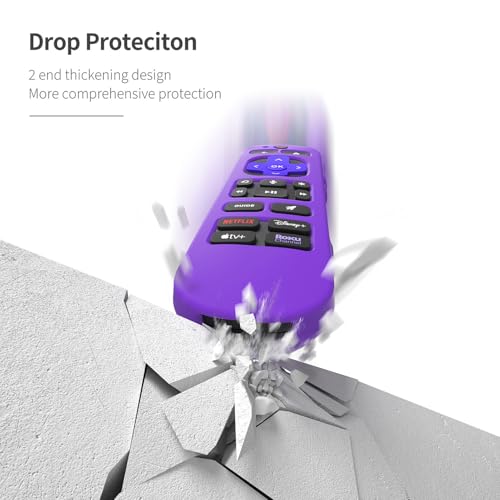 Silicone Case for Roku Voice Remote Pro 2nd Ed. RCB1R Protective Shockproof Skin with Lanyard (Purple) - color: purple