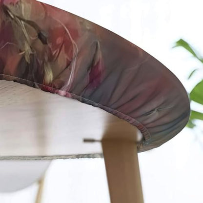 Famame Oil Painting Hummingbird Round Fitted Tablecloth with Elastic Protector Table Kitchen Dinner Waterproof Oil-Proof Table Covers Fits 40"-44", Small - color: Hummingbird, size: 2" (Round)