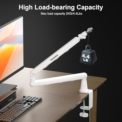 Microphone Arm,Aokeo AK-55 Desk Low Profile Adjustable Mic Boom Arm Stand,Suitable For Blue Yeti,Snowball iCE, HyperX QuadCast,SoloCast,Elgato Wave,Etc - color: White