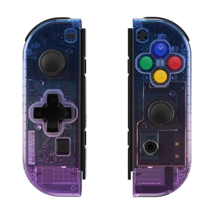 eXtremeRate Gradient Translucent Bluebell Joycon Handheld Controller Housing (D-Pad Version) w/Full Buttons, Replacement Shell Case for Nintendo Switch & OLED Joy-Con – Console Without - color: Gradient Translucent Bluebell