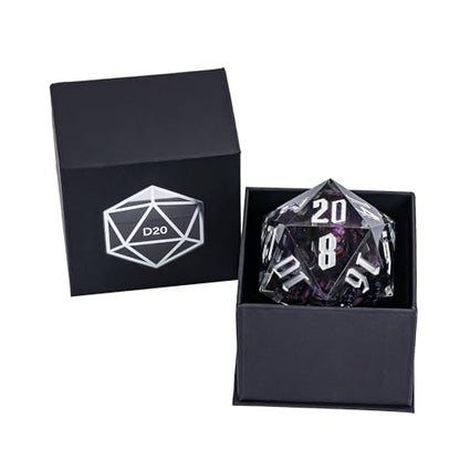 Cusdie Large D20 DND Dice 55mm with Sharp Edges, D&D 20 Sided Dice, Handmade Giant D20 for RPG, Table Games(Purple Black Octopus) - color: Purple Black Octopus