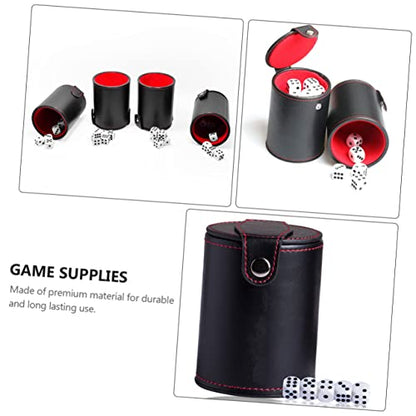 1set Leather Dice Storage Cup Set Lid Pu Leather Double-Layer Dice Container Includes Dices Quiet Shaker for Games Comfortable Grip for and Travel