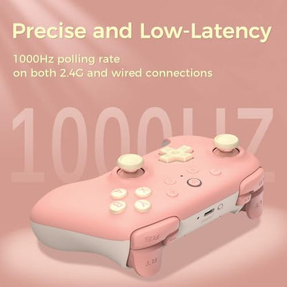 AKNES 8Bitdo Ultimate 2C Wireless 2.4G Controller for Windows PC and Android, Gamepad with Hall Effect Joysticks and Hall Triggers, 1000Hz Polling Rate, Remappable L4/R4 Bumpers - Peach | Gamepad with Hall Effect Joysticks and Hall Triggers, 1000Hz Pollin
