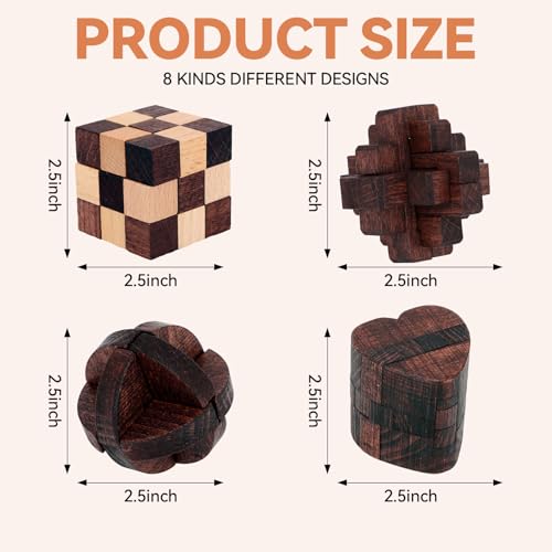 8 Pcs Brain Teaser Puzzles for Adults Teens - Wooden Puzzles 3D Puzzle Game Toys for Adults Teens - Unlock Interlocking Puzzle Adult IQ Education Smart Toys - style: Style D