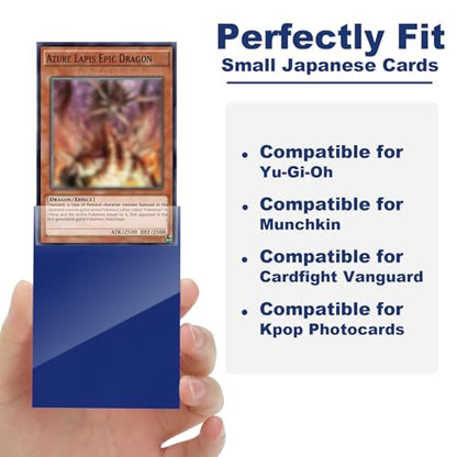 200 Pack Card Sleeve Compatible with Yu-gi-oh Card Sleeve Japanese 62x89mm | Night Blue Small Card Sleeves Photocard Sleeves, Back Textured Perfect Shuffling, Protect Your Japanese Sized Photocard - color: Night Blue