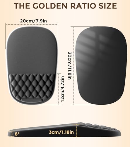 AUEDROT Ergonomic Mouse Pad with Wrist Rest 2 in 1 Mousepad with Wrist Support, Memory Foam Desk Mouse Mat with Massage Nubs & Gel PU Non-Slip Base, Suitable for Office & Gaming, Black