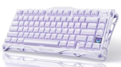GravaStar Mercury K1 75% Wireless Mechanical Gaming Keyboard RGB Backlit | Gasket Mount, Hot Swappable Linear Switches, Creamy Sound Keyboard, 2.4GHz/USB-C/Bluetooth 5.0, for Win/Mac【Lavender Purple】 - color: Lavender Purple