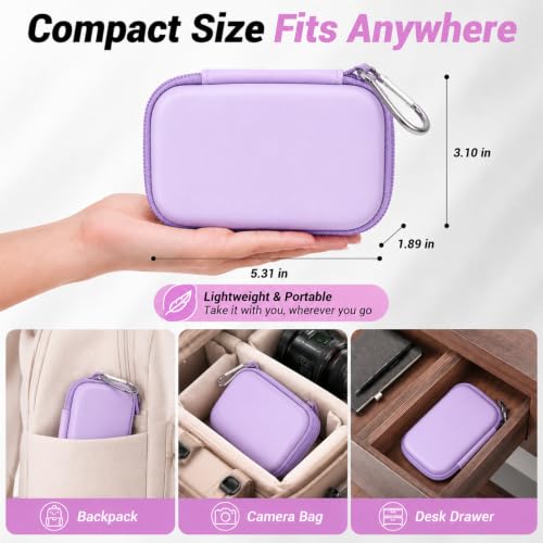 Comecase Dual SSD Case for SanDisk Extreme Portable SSD and Extreme PRO | Holds 2 Drives & 12 SD Cards, Elastic Strap Fit 500GB/1TB/2TB/4TB/8TB, Cable Groove & Carabiner for Travel, Purple, Box Only - color: Purple