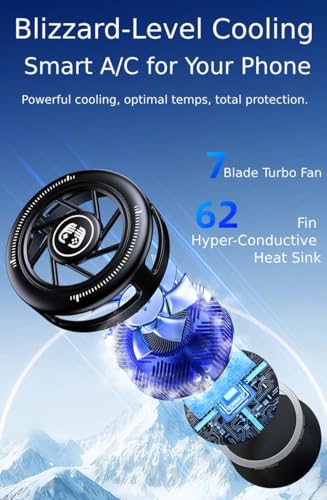 Phone Cooler for Gaming, Low Noise USB Cell Phone Cooler with Smart Temp Control, Phone Cooling Fan with RGB LED Lights, Magnetic Ring & Clip Fan for Phone Gaming & Streaming - color: Gray