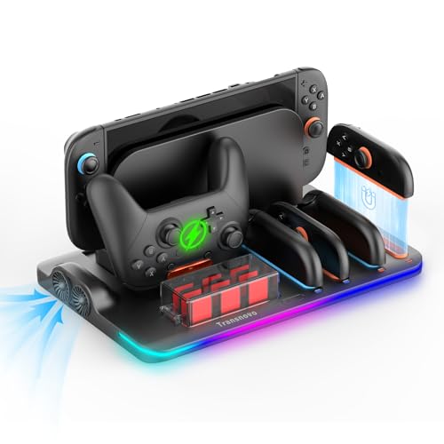 Cooling Fan Pro Controller & Joycons Charger and TRANSNOVO Handheld Controller for Nintendo Switch 2