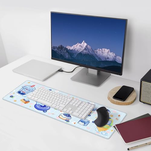 Cat Blueberry Gaming Mouse Pad Extended Large Mouse Mat 31.5 X 11.8 Inch Nonslip Rubber Base Long Desk Pad Stitched Edges Mousepad Mice Pad for Office Home Game - color: Cat Blueberry