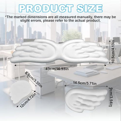 Angel Wing Wrist Rest, Angel Wings Wrist Rest Ergonomic Memory Foam Wrist Rest for Computer Keyboard Mouse Set, Cute Gaming Keyboard Cushion Hand Support