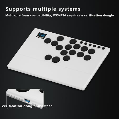 NLOFIN Leverless Arcade Stick 16Keys All-Button Leverless Controller(White) | Custom RGB Arcade Fighting Stick,for PS4/PS5/PC/Switch/Steam, Aluminum Controller,Supports Hot-Swap&SOCD - color: White