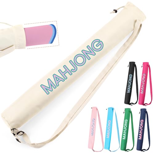 35 Inch Long Mahjong Mat Bag Waterproof Mahjong Mat Storage Carrying Bag Double Strapped Polyester Drawstring Lightweight Holder for Board Games Storage-mat Not Included(White) - color: White