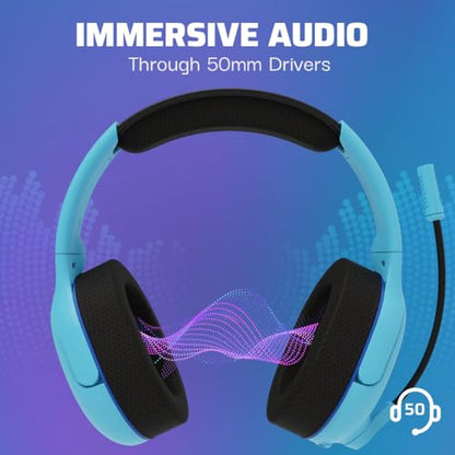 PDP AIRLITE Pro Wireless Stereo Gaming Headset, Officially Licensed by Sony PlayStation 5, PS5/PS4/PS3/PC, Lightweight Durable 40 Foot Connection, Noise-canceling Flip-to-Mute Mic, Neptune Blue - color: Blue, style: Wireless