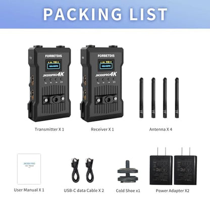 Wireless HD Transmitter and Receiver 4K 1080P, Wireless Video Transmission System with Loop Out,1000FT Los Range,0.06s Delay,for Streaming from DSLR,Laptop,Setop Box to TV/Projector JM300PRO