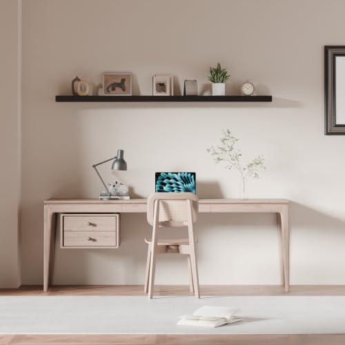60 inch Long Black Floating Shelves Set of 1 | Solid Wood Large Wall Shelves with Invisible Brackets for Living Room, Bedroom, Bathroom, Kitchen, Laundry Room (Black, 60 Inch) - color: Black, size: 60 Inch set of 1