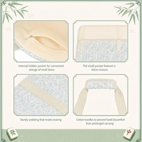PiPiCat 2026 Complete American Mahjong Set, 166 Tiles (30mm) with 31.5x31.5in Mat One-Click Flip Reinforced 18-Inch Rack/Pushers Shockproof Bag & 6 Spare (Floral Beige) - color: Floral Beige