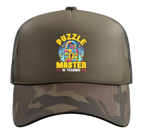 Escape Room Game Lockpicking Puzzle Room Exit Game Trucker Hat with Adjustable Mesh Back - color: Camo Green
