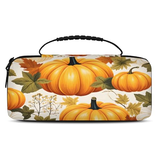Adornori Autumn Leaves Carry Case Compatible with Nintendo Switch 2, with 20 Games Cartridges, Pumpkin Fall Portable Travel Carrying Case Pouch for Accessories & Games - color: Multicolor 20
