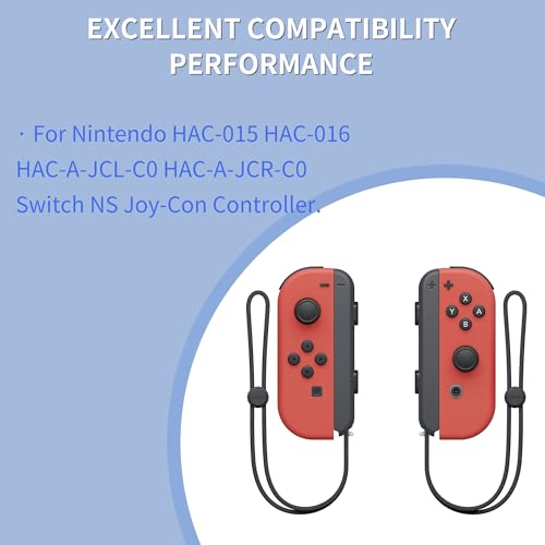 2 Pack HAC-006 Battery, Upgraded 525mAh Replacement JoyCon Battery for Nintendo Switch HAC-015 HAC-016 Left & Right Joy-Con Controller
