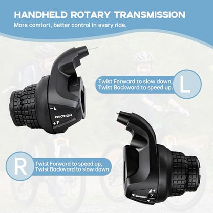 Bike Gear Shifter, Bicycle 3/6/7 Speed Bike Gear Shifter Right Twist Grip Shift Lever for Mountain City Hybrid Commuter Kids' Bikes and Tricycle (SG-25 3X7 Speed Bike Shifter) - size: SG-25 3X7 Speed Bike Shifter