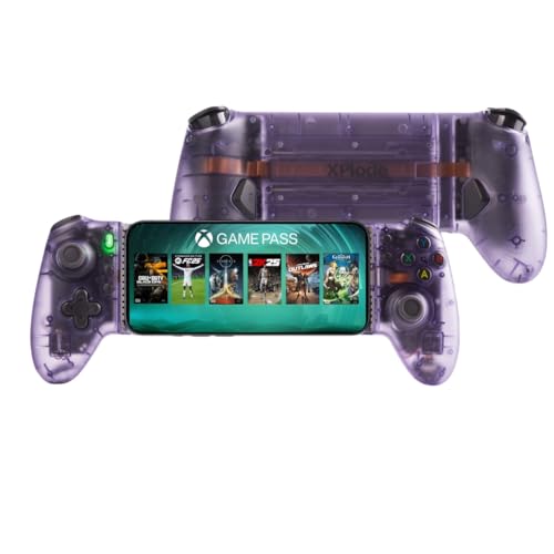 XPlode Type-C Mobile Gaming Controller for Android and iPhone 15/16 Series (USB-C) - Suitable for Cloud Gaming, Call Of Duty, PUBG, Fortnite - Support Xbox Game Pass, Playstation - Phone Controller - color: Transparent Purple