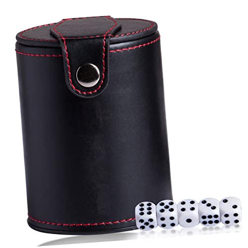 WOONEKY 1set Leather Dice Shaking Cup Lid Professional Dice Storage Container for Games Pu Leather Double-Layer Design for Family Entertainment and Travel