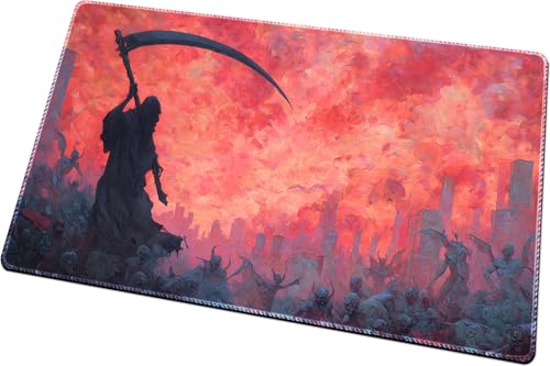 MTG Playmats(Stitched) 14x24in Compatible for OCG CCG RPG TCG Playmats with Card Zones Storage Bag (Dance of Death-No Zone) - color: Dance of Death-no Zone