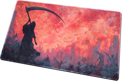 MTG Playmats(Stitched) 14x24in Compatible for OCG CCG RPG TCG Playmats with Card Zones Storage Bag (Dance of Death-No Zone) - color: Dance of Death-no Zone