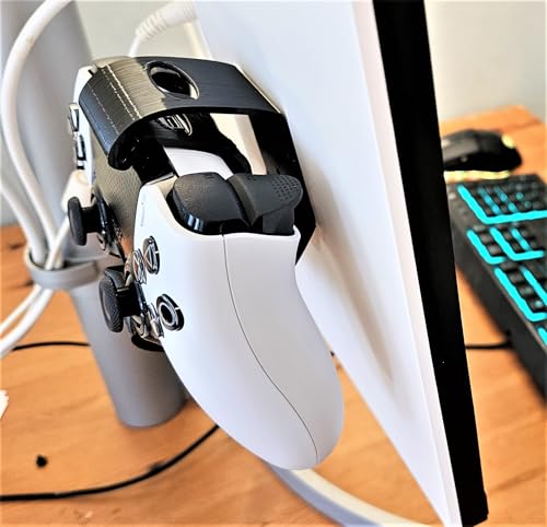Controller Holder – Under Desk or Wall Mount Compatible with PS5 DualSense and Xbox Controllers | Quick Snap-in Design | Made in USA - color: Black, size: PS5